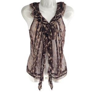 Lithe  Anthropology Womens Sleeveless Brown Clip On Blouse Size 8